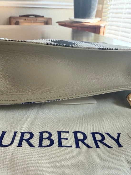 Burberry Black & Cream Check Canvas Crossbody Bag with Blue Accent - Picture 6 of 14